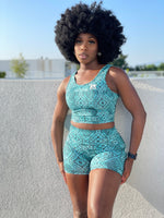 Turquoise Gemstone African Set | 2 pcs | Top & shorts